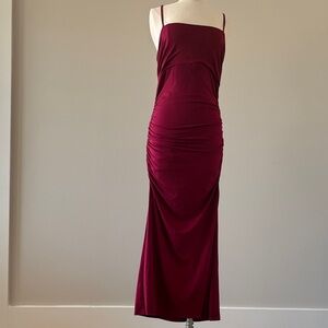Dress Forum Wine Ruched Midi Dress